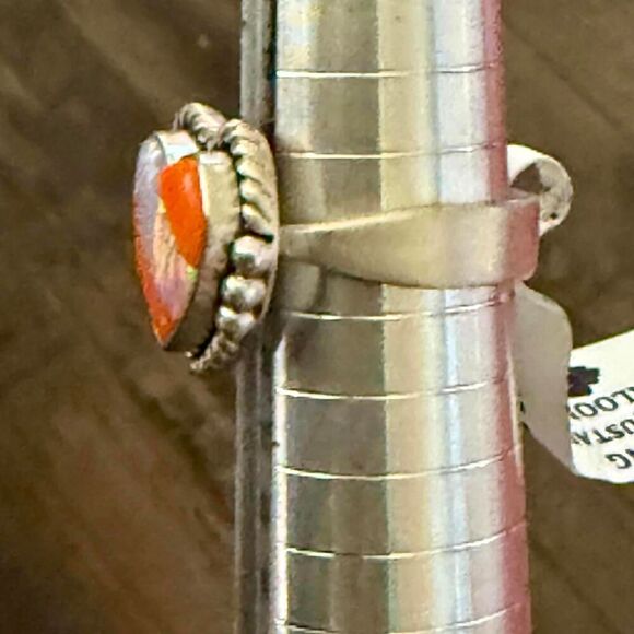 Southwest Heart Opal Inlay Adjustable Sterling Silver Ring - Picture 4 of 7